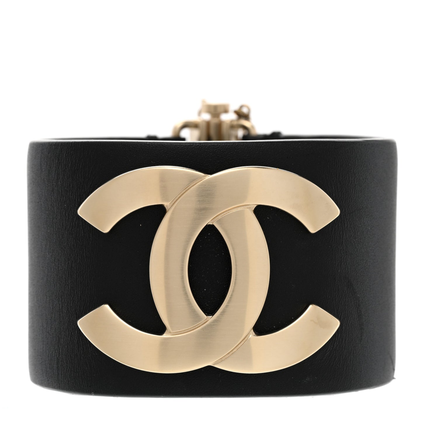Calfskin CC Wide Cuff L Black Gold