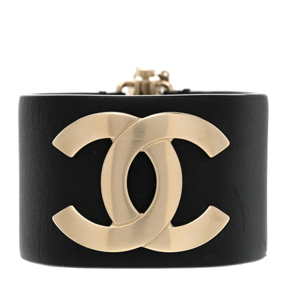 Chanel Calfskin CC Wide Cuff L Black Gold 1 of 6