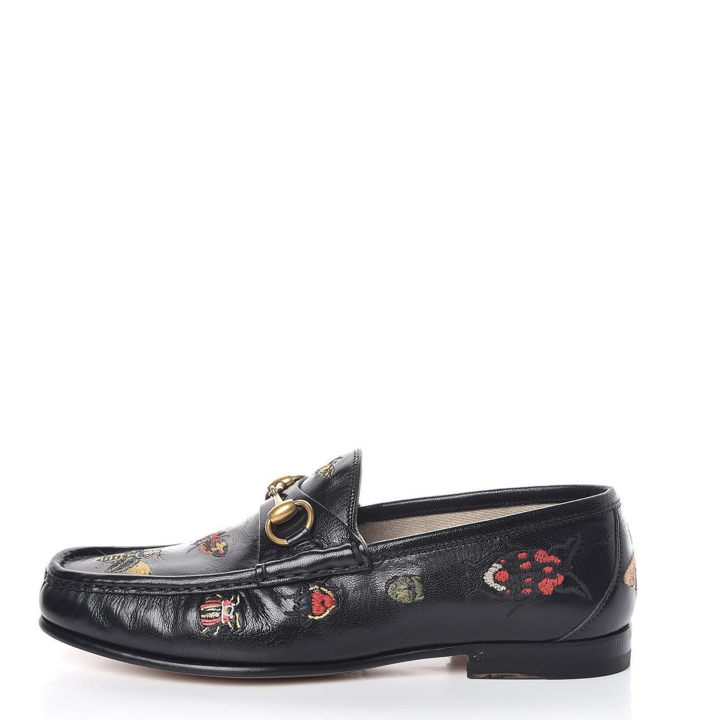 Goatskin Embroidered Mens 1953 Horsebit Loafers 6 Black