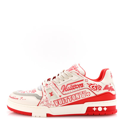 Louis Vuitton Calfskin Graffiti Mens LV Trainer Sneakers 8 Rouge 1 of 9
