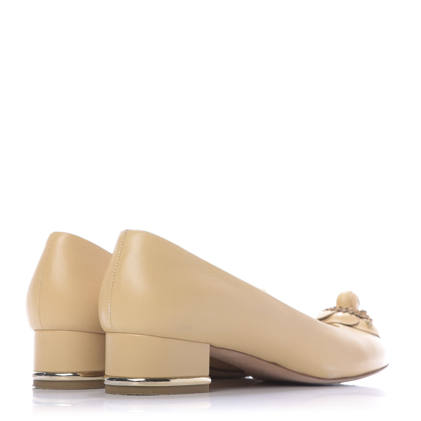 Lambskin Camellia Pumps 38 Beige