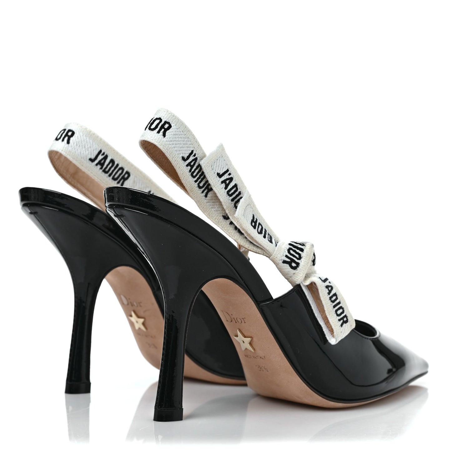 Patent Ribbon J'Adior Slingback 100mm Pumps 38.5 Black