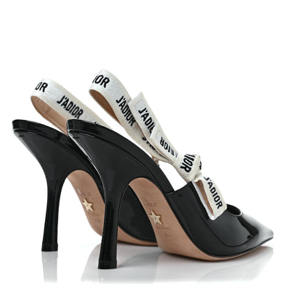 Christian Dior Patent Ribbon J'Adior Slingback 100mm Pumps 38.5 Black 4 of 11