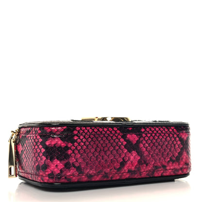 Marc Jacobs Metallic Sequin Snake Embossed Calfskin Stripe Snapshot Camera Bag Black White Pink 4 of 10