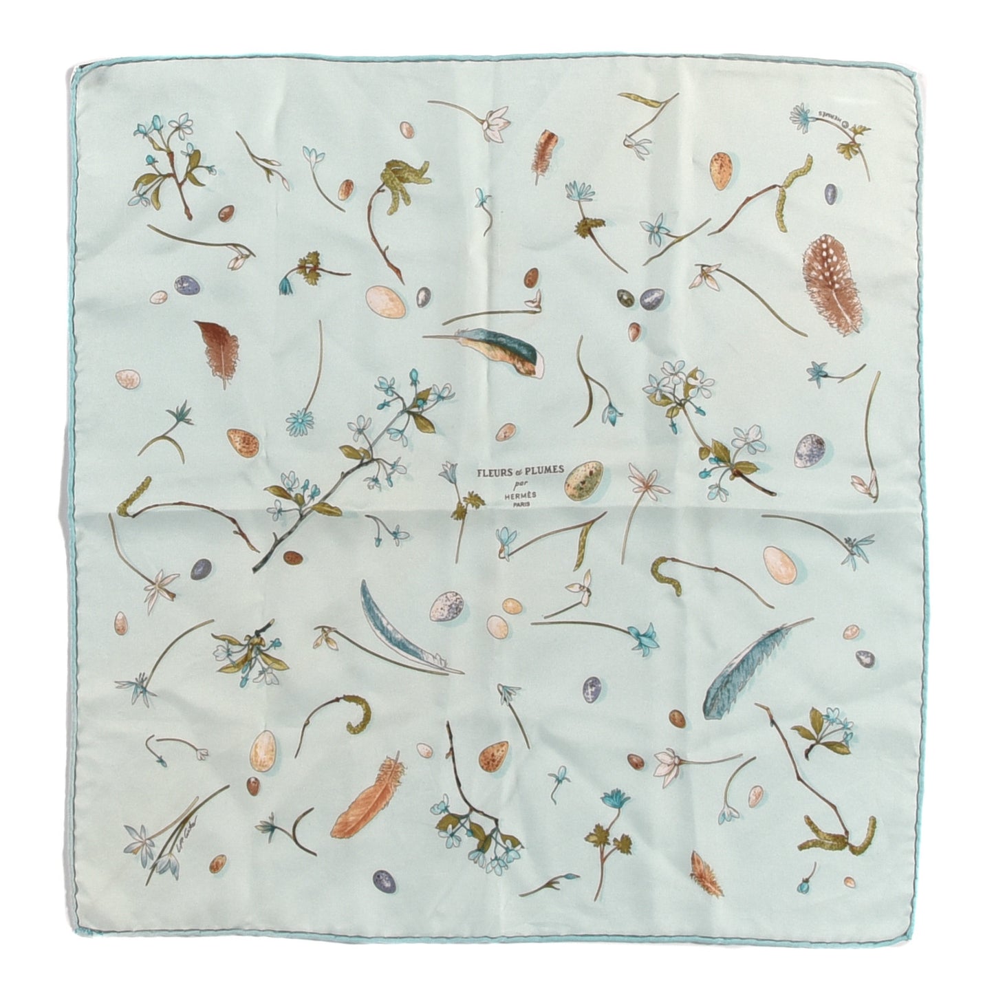 Silk Fleurs et Plumes Pocket Square Scarf