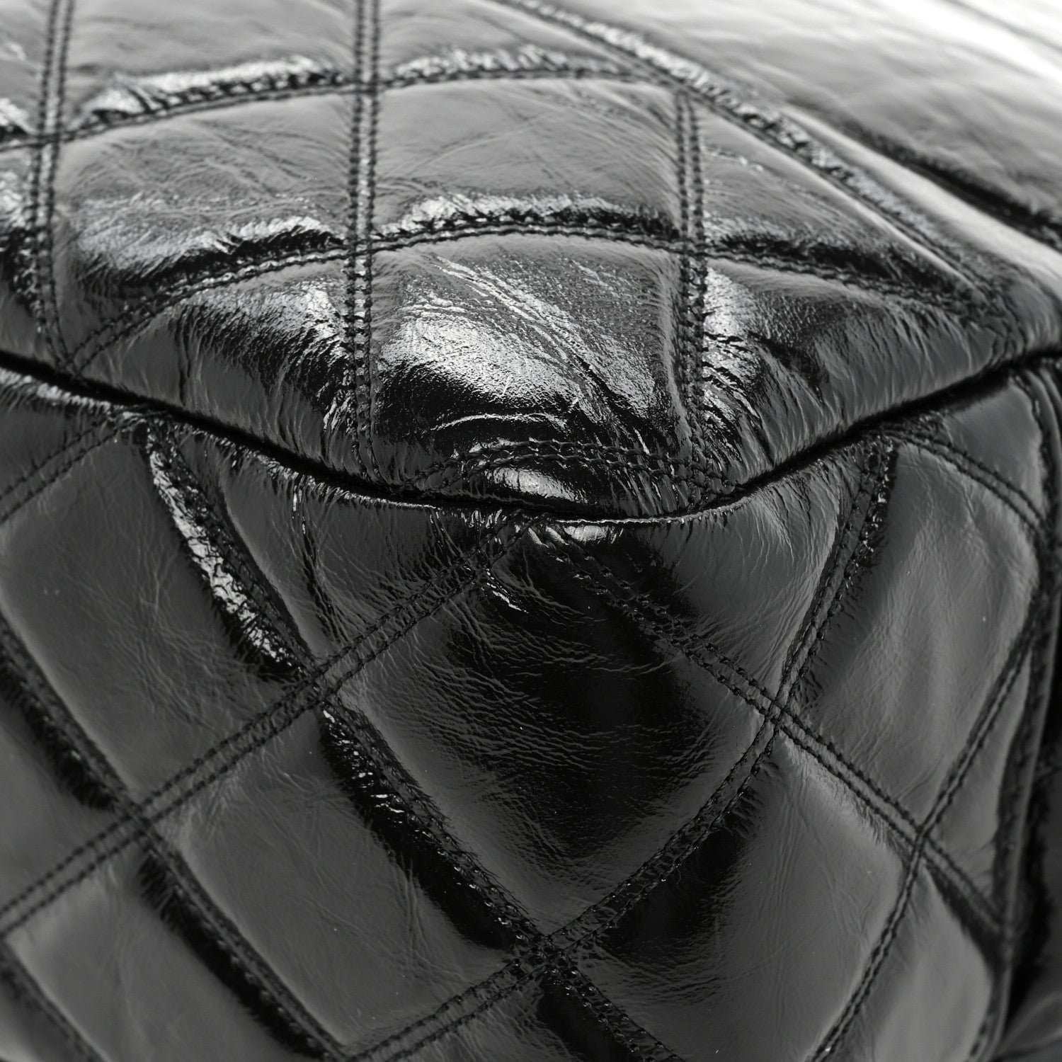 Chanel Shiny Aged Calfskin Quilted Large Shopping Bag Black 11 of 14