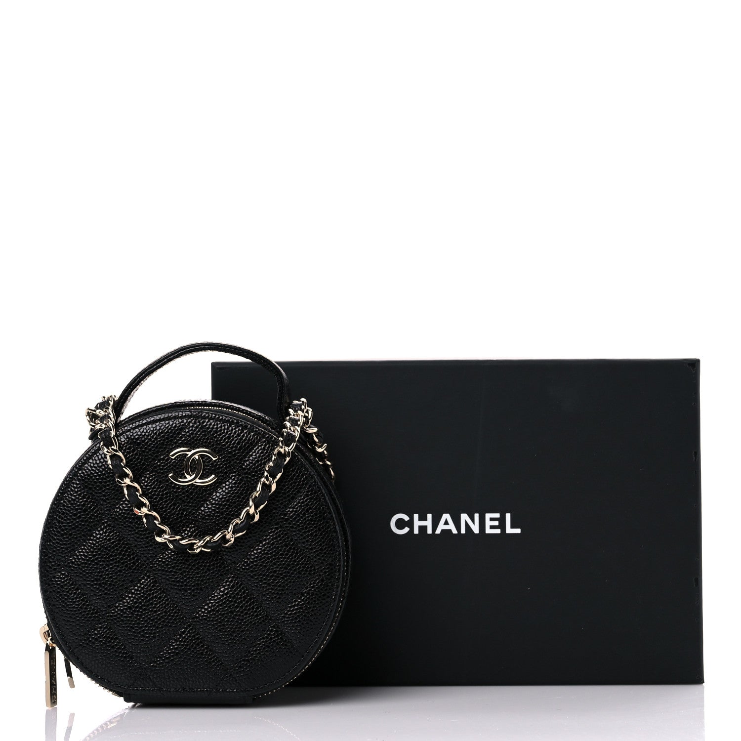 Chanel Caviar Quilted Round Handle With Care Vanity With Chain Black 11 of 11