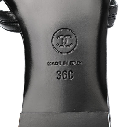 Chanel Lambskin Pearl CC Sandals 36 Black 6 of 10