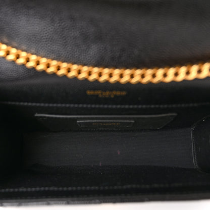 Saint Laurent Grain De Poudre Textured Mixed Matelasse Triquilt Small Monogram Satchel Black 5 of 9