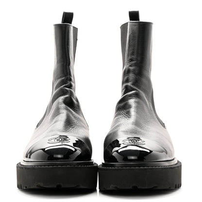Chanel Crumpled Calfskin Patent Cap Toe Short Boots 39.5 Black 2 of 13