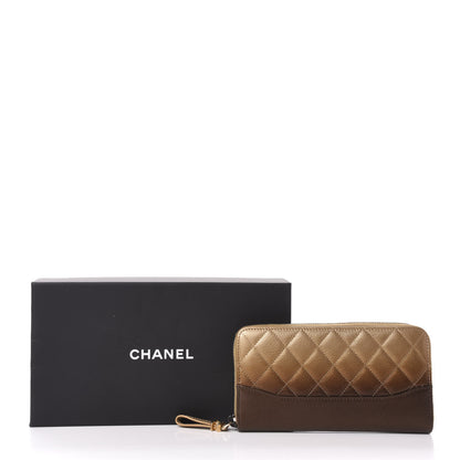 Chanel Metallic Goatskin Quilted Large Gabrielle Zip Around Wallet Bronze 10 of 10