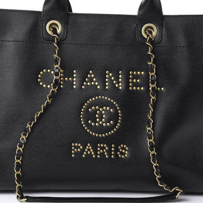 Chanel Caviar Medium Studded Deauville Tote Black 9 of 9