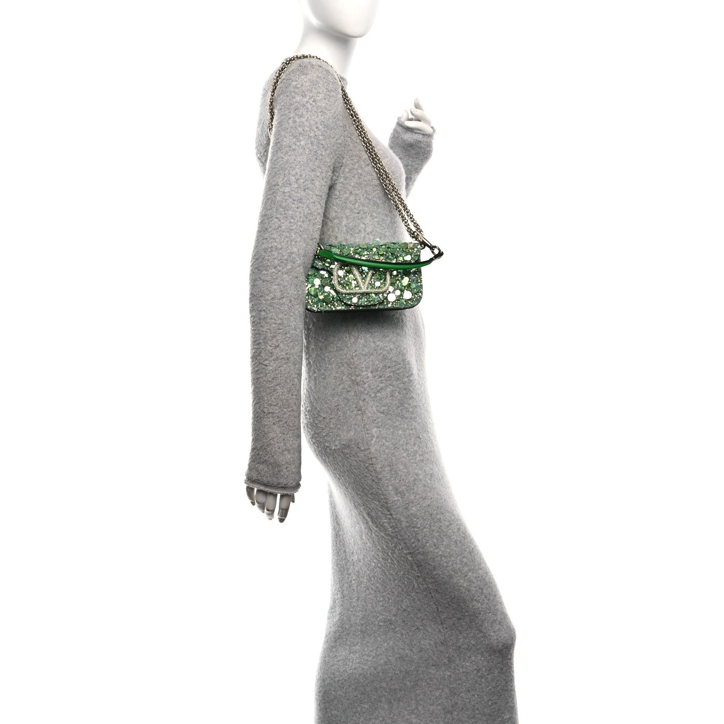 Sequin Crystal Vlogo Embroidered Small Loco Shoulder Bag Multicolor
