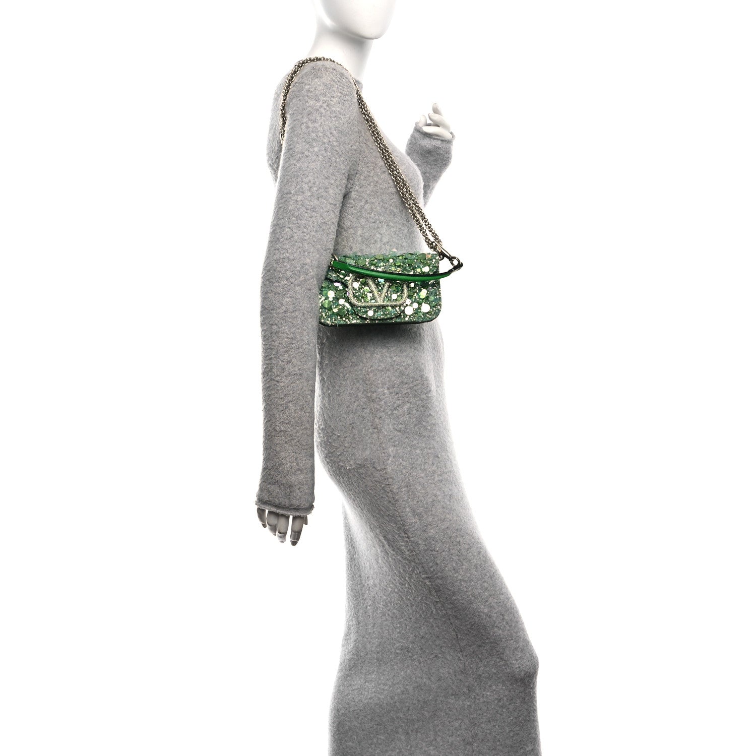 Valentino Garavani Sequin Crystal Vlogo Embroidered Small Loco Shoulder Bag Multicolor 2 of 9
