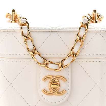 Chanel Lambskin Quilted Vanity Clutch With Chain White 8 of 10