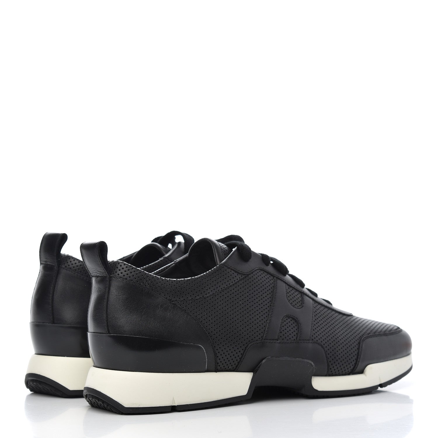 Hermes Calfskin Perforated Mens Starter Sneakers 45.5 Black 4 of 12