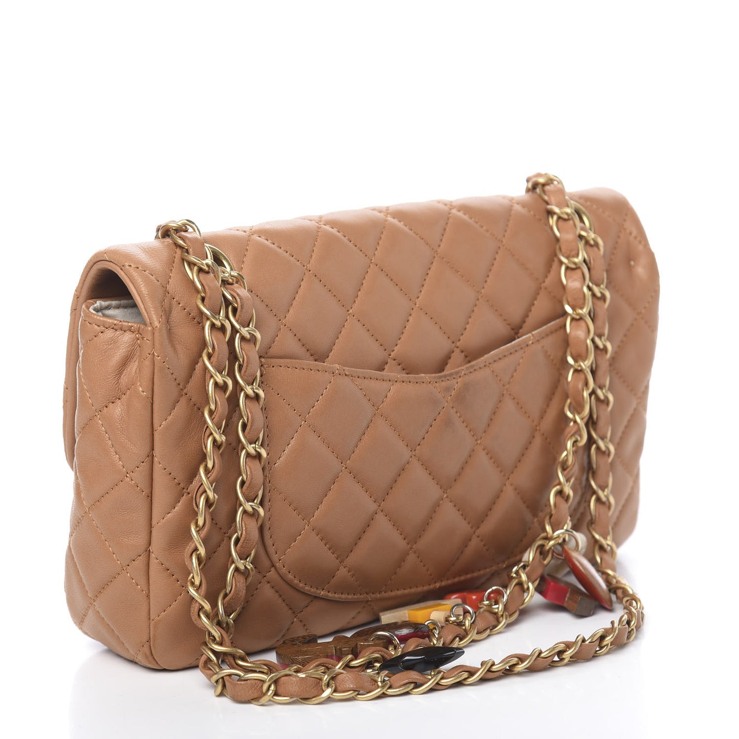 Lambskin Valentine Charms Medium Flap Beige