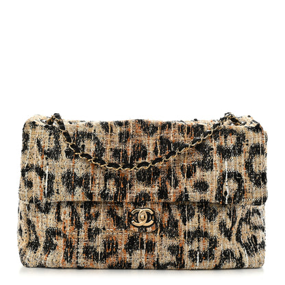 Chanel Tweed Mixed Fibers Leopard Print Souplissimo Maxi Flap Brown Black White 1 of 10