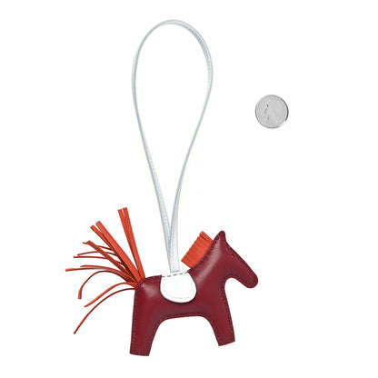 Hermes Milo Lambskin Grigri Rodeo Horse Bag Charm PM Rouge Grenat Cornaline Bleu Brume 2 of 3