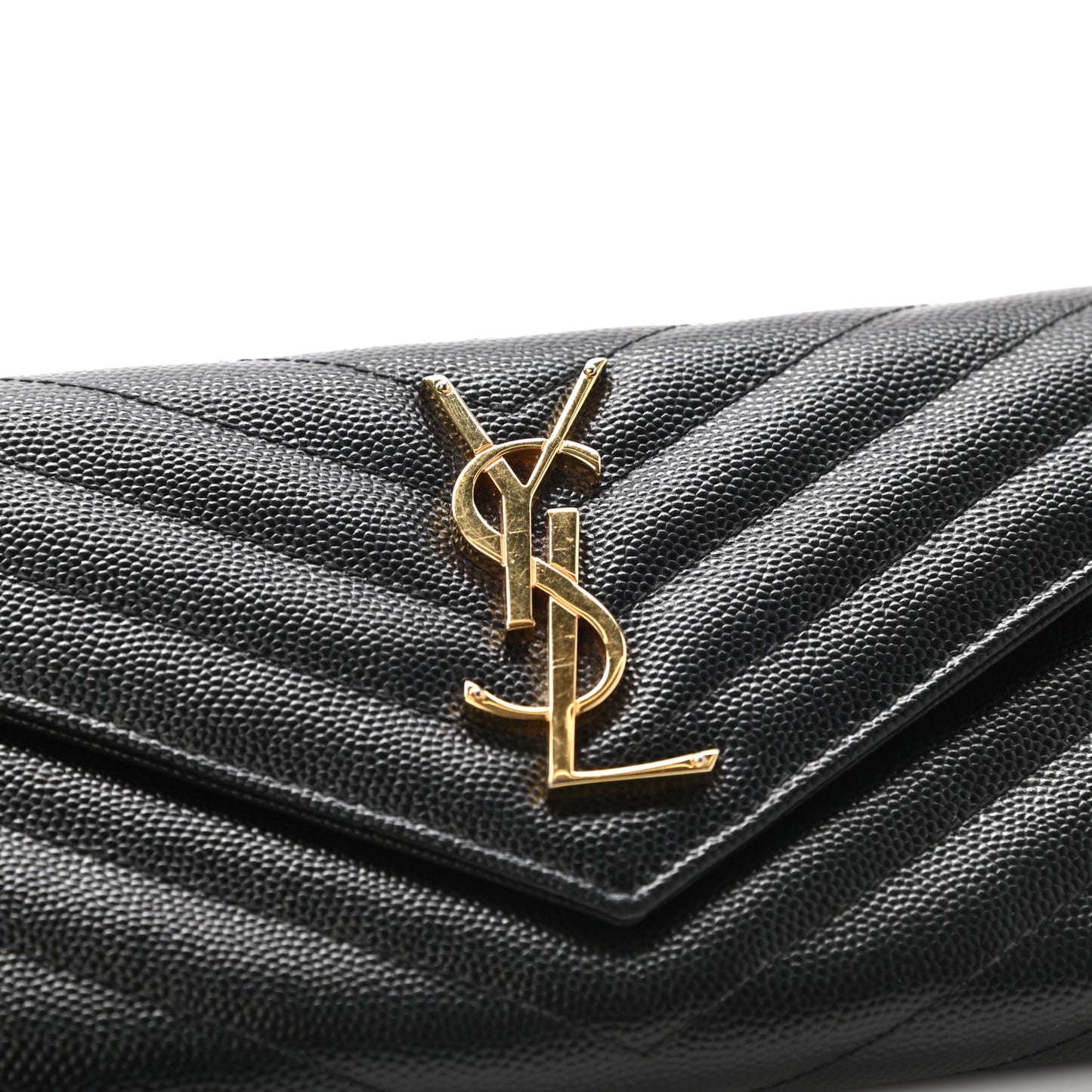 Grain De Poudre Matelasse Chevron Monogram Flap Wallet Black