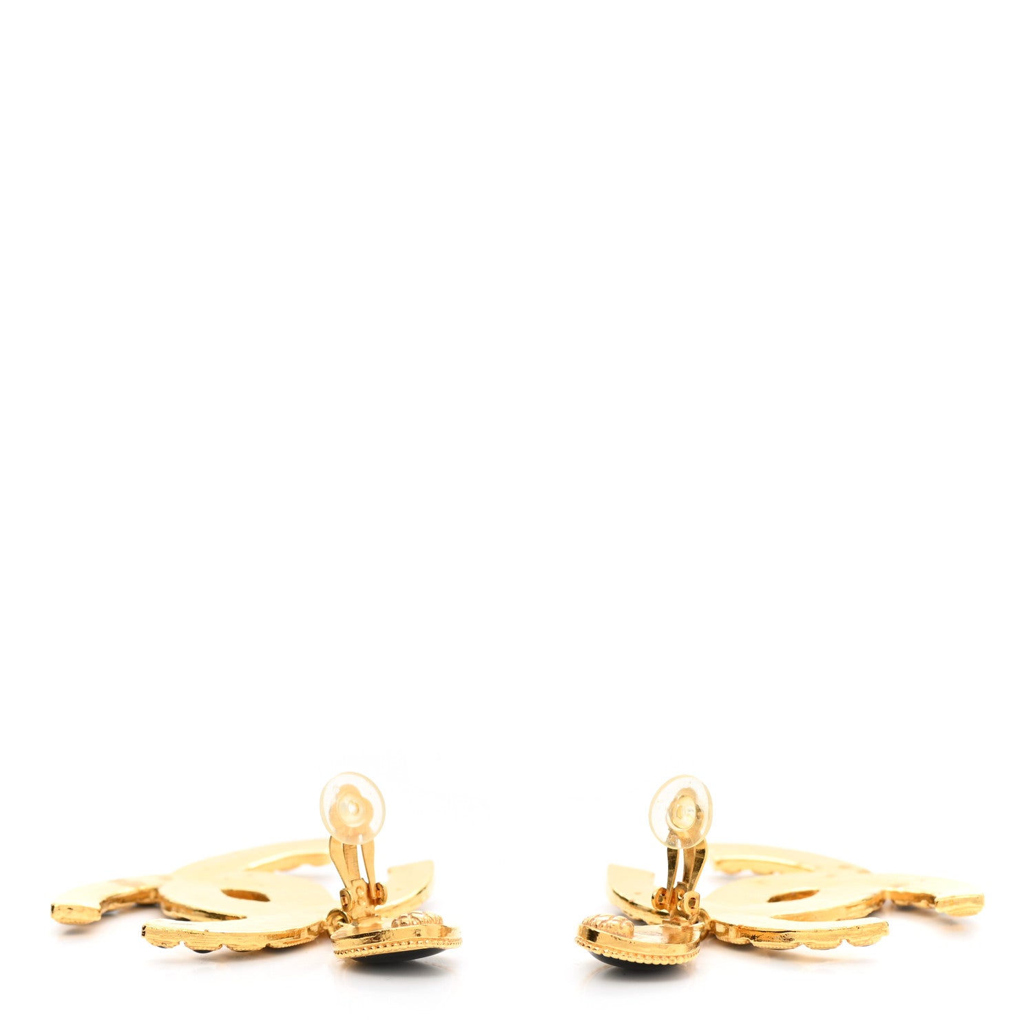 Chanel Resin Along The Nile CC Clip On Earrings Gold Black 3 of 7