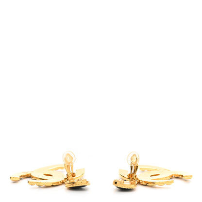 Chanel Resin Along The Nile CC Clip On Earrings Gold Black 3 of 7
