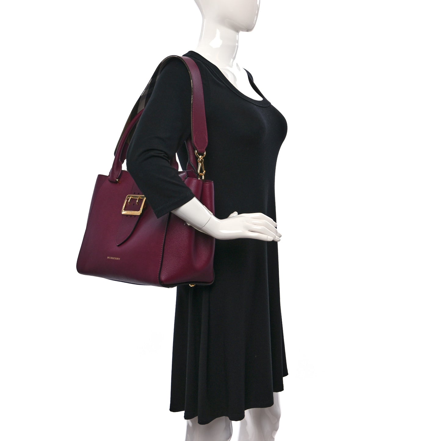 Soft Grain Medium Buckle Tote Dark Plum