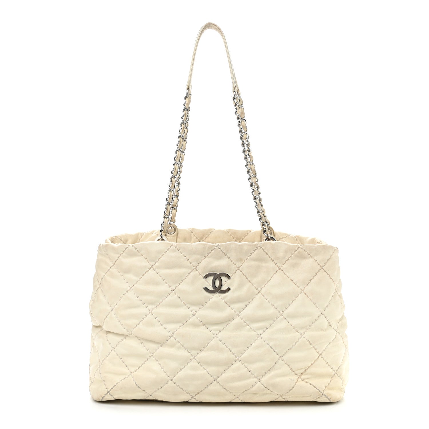 Chanel Calfskin Contrast Stitch Tote Beige 1 of 17