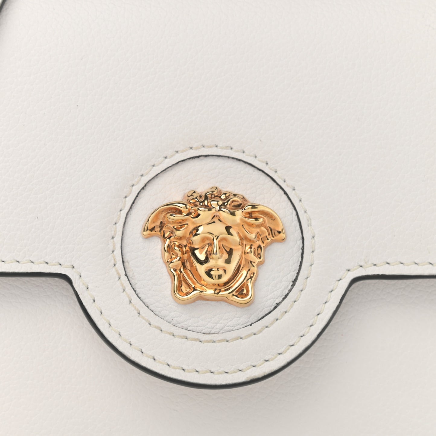 Grained Calfskin La Medusa Crossbody Bag White