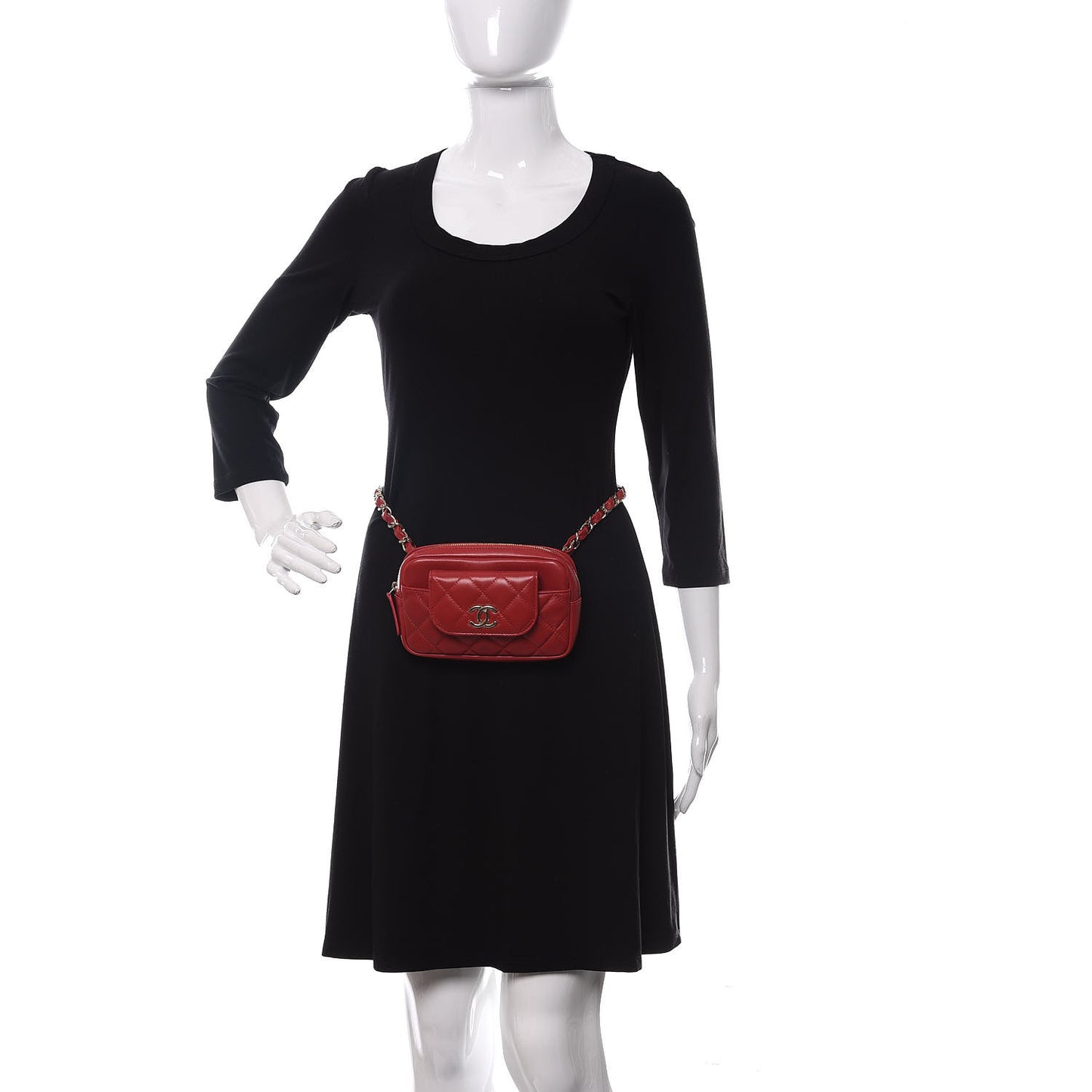 Lambskin Quilted Waist Bag Red