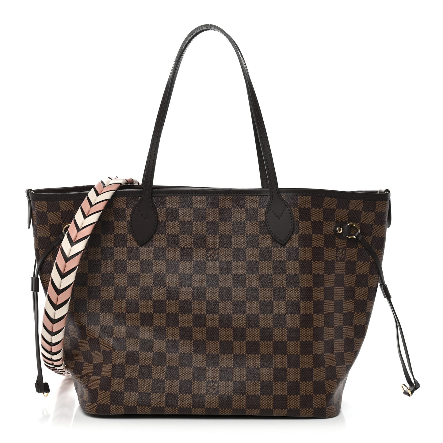 Damier Ebene Braided Neverfull MM  Pink