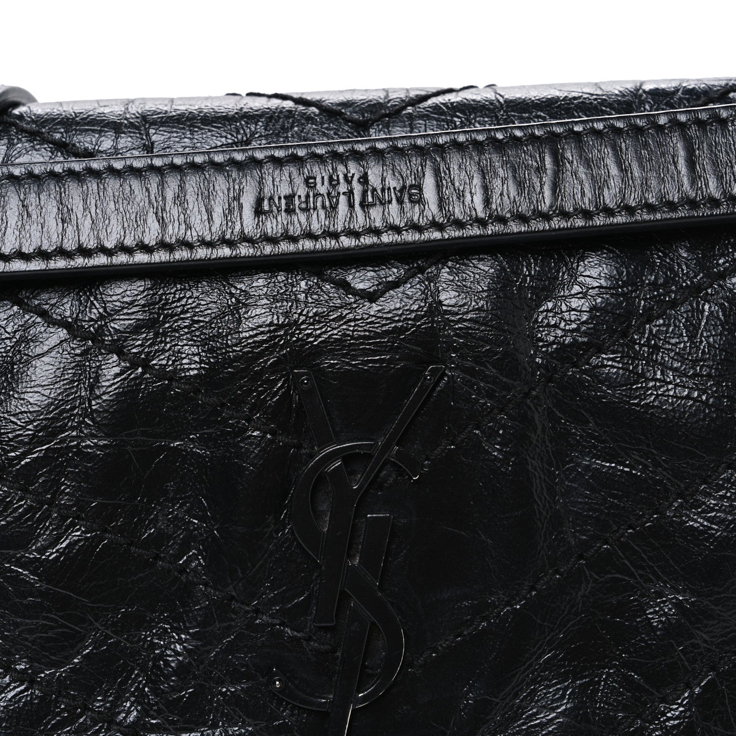 Saint Laurent Crinkled Calfskin Matelasse Monogram Baby Niki Chain Satchel Black 8 of 10