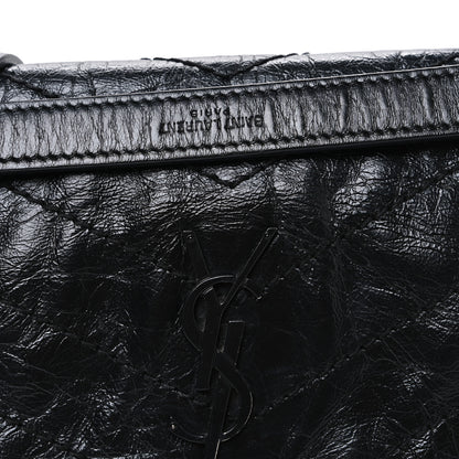 Saint Laurent Crinkled Calfskin Matelasse Monogram Baby Niki Chain Satchel Black 8 of 10