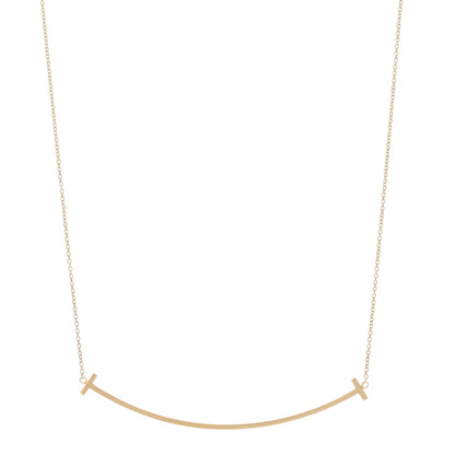 Tiffany 18K Yellow Gold Large T Smile Pendant Necklace 1 of 4