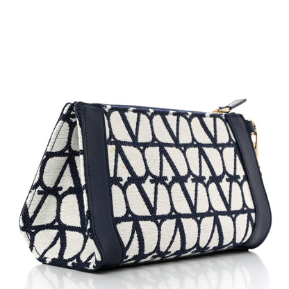 Valentino Garavani Toile Iconographe Cotton Medium Vlogo Wristlet Cosmetic Case White Worker 3 of 7