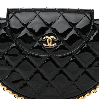 Chanel Patent Calfskin Quilted Chain Hoop Bag Black 8 of 10