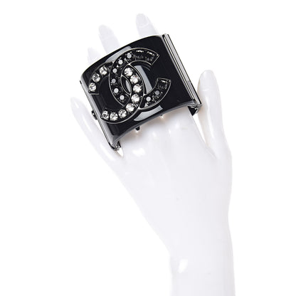 Chanel Resin Ruthenium Crystal CC Cuff Black 2 of 5
