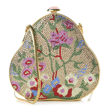 Judith Leiber Swarovski Crystal Flower Minaudiere Clutch Gold 1 of 9