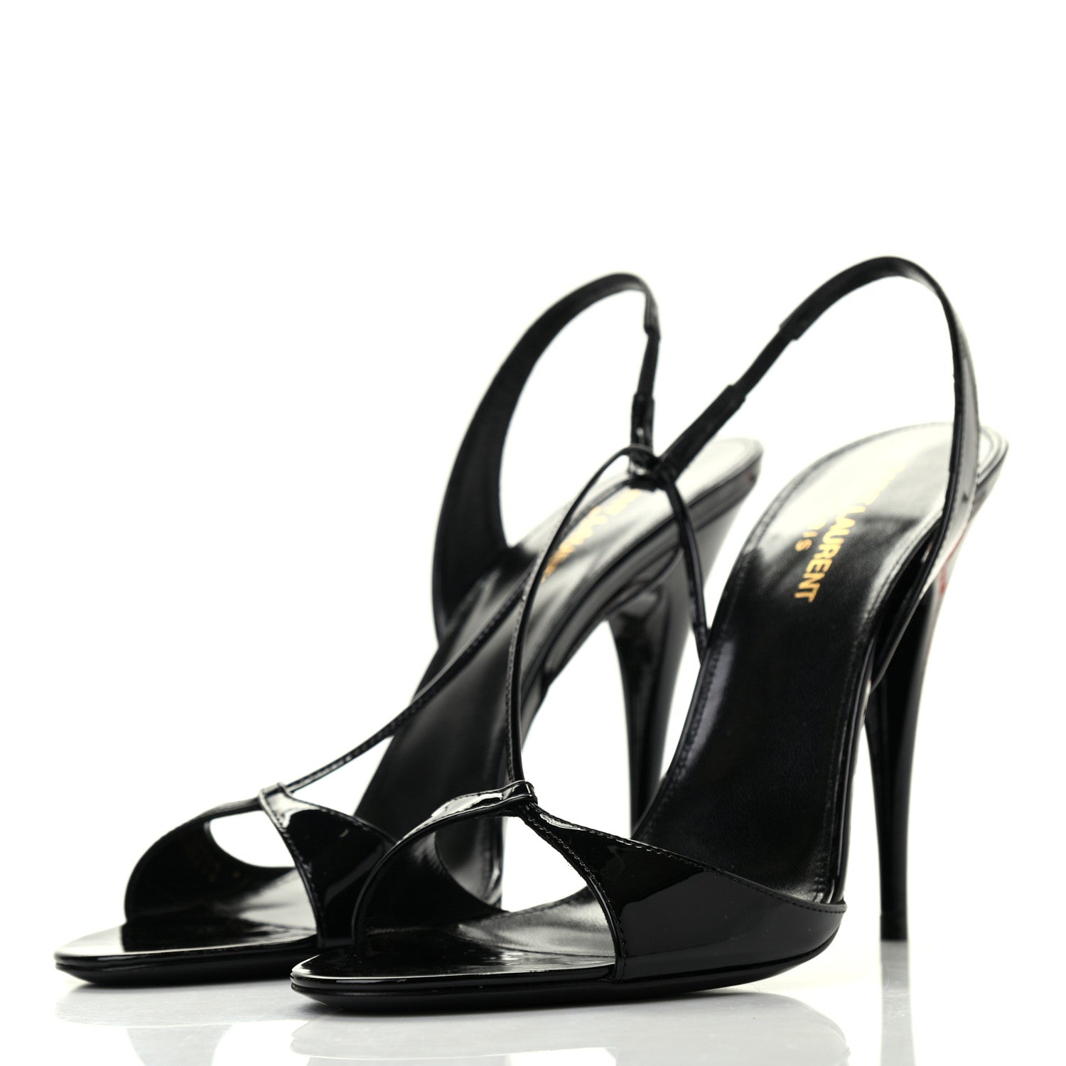 Saint Laurent Patent Calfskin Anouk 110 Sandals 39.5 Black 3 of 7