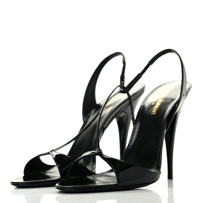 Saint Laurent Patent Calfskin Anouk 110 Sandals 39.5 Black 3 of 7