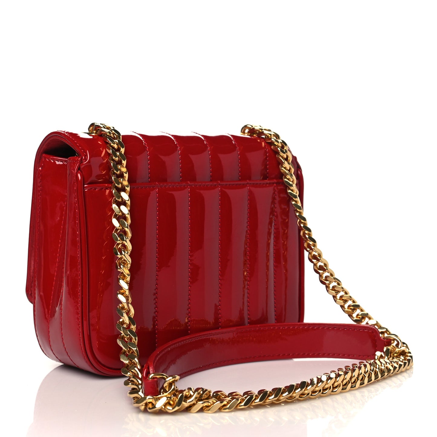 Patent Matelasse Monogram Small Vicky Chain Bag Red