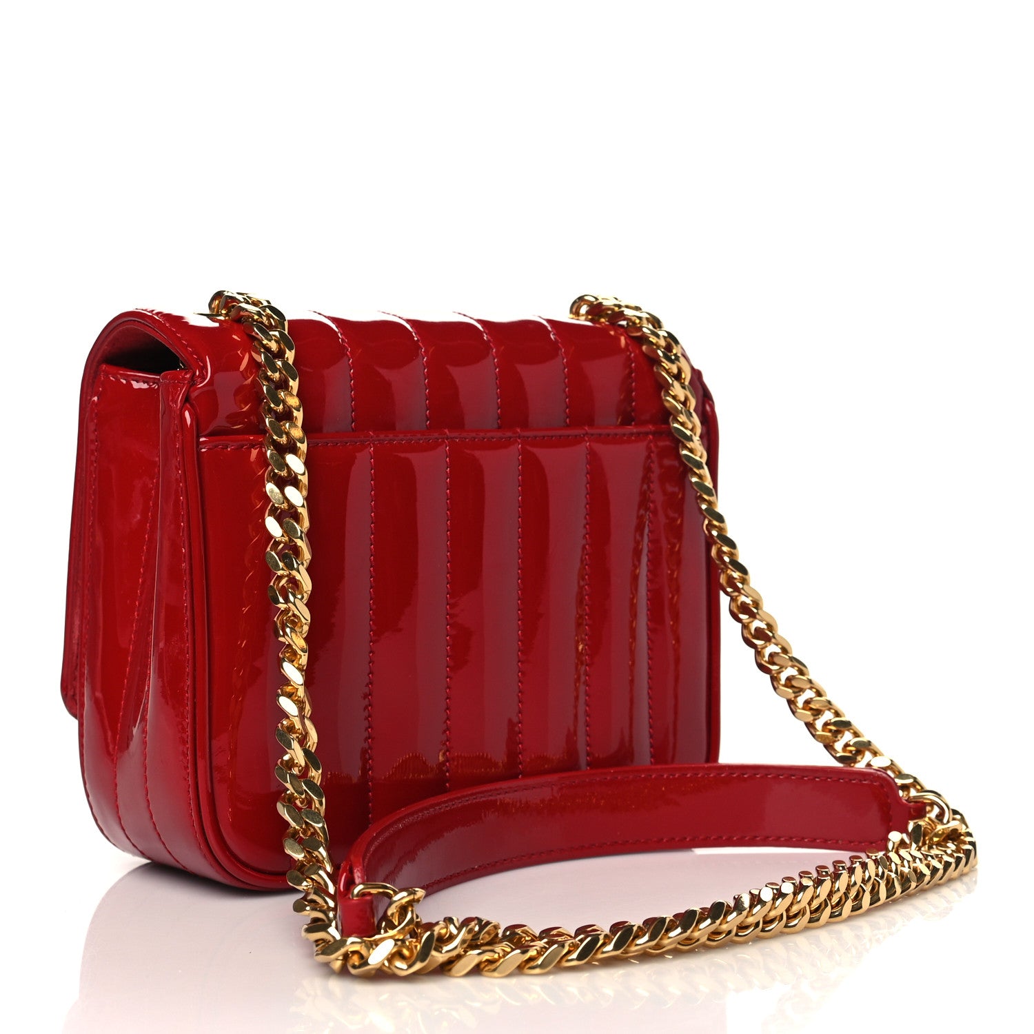 Saint Laurent Patent Matelasse Monogram Small Vicky Chain Bag Red 3 of 10