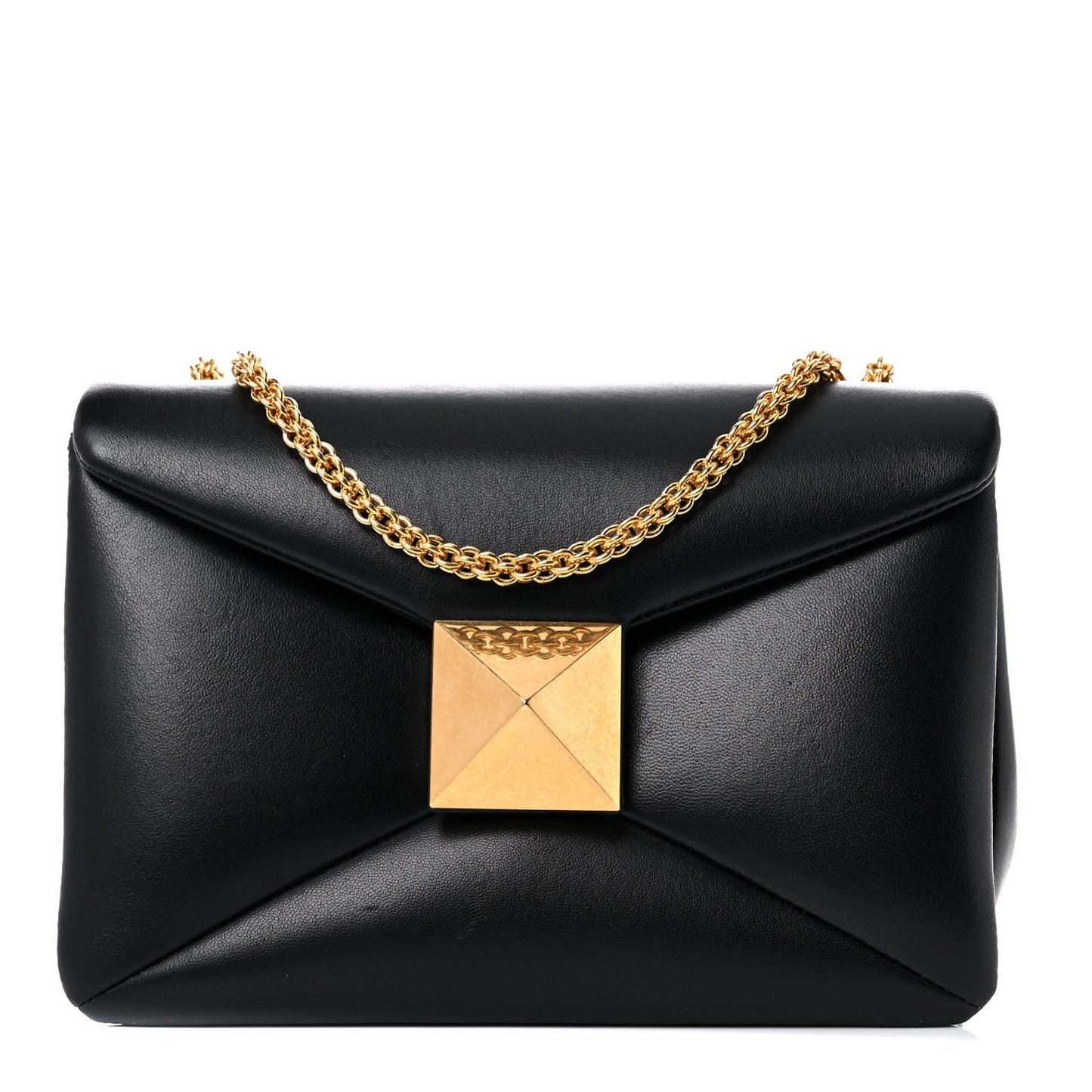 Nappa One Stud Chain Clutch Black