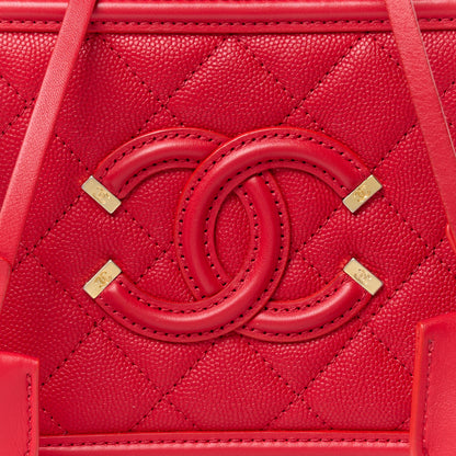 Chanel Caviar Quilted Small CC Filigree Vanity Case Red 8 of 12