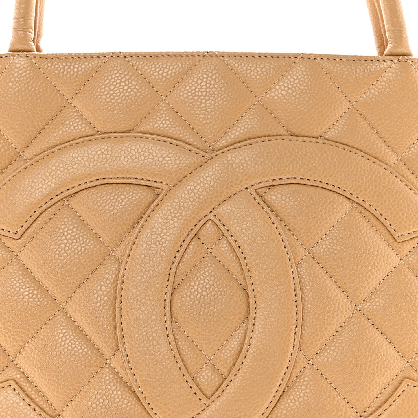 Caviar Quilted Medallion Tote Beige