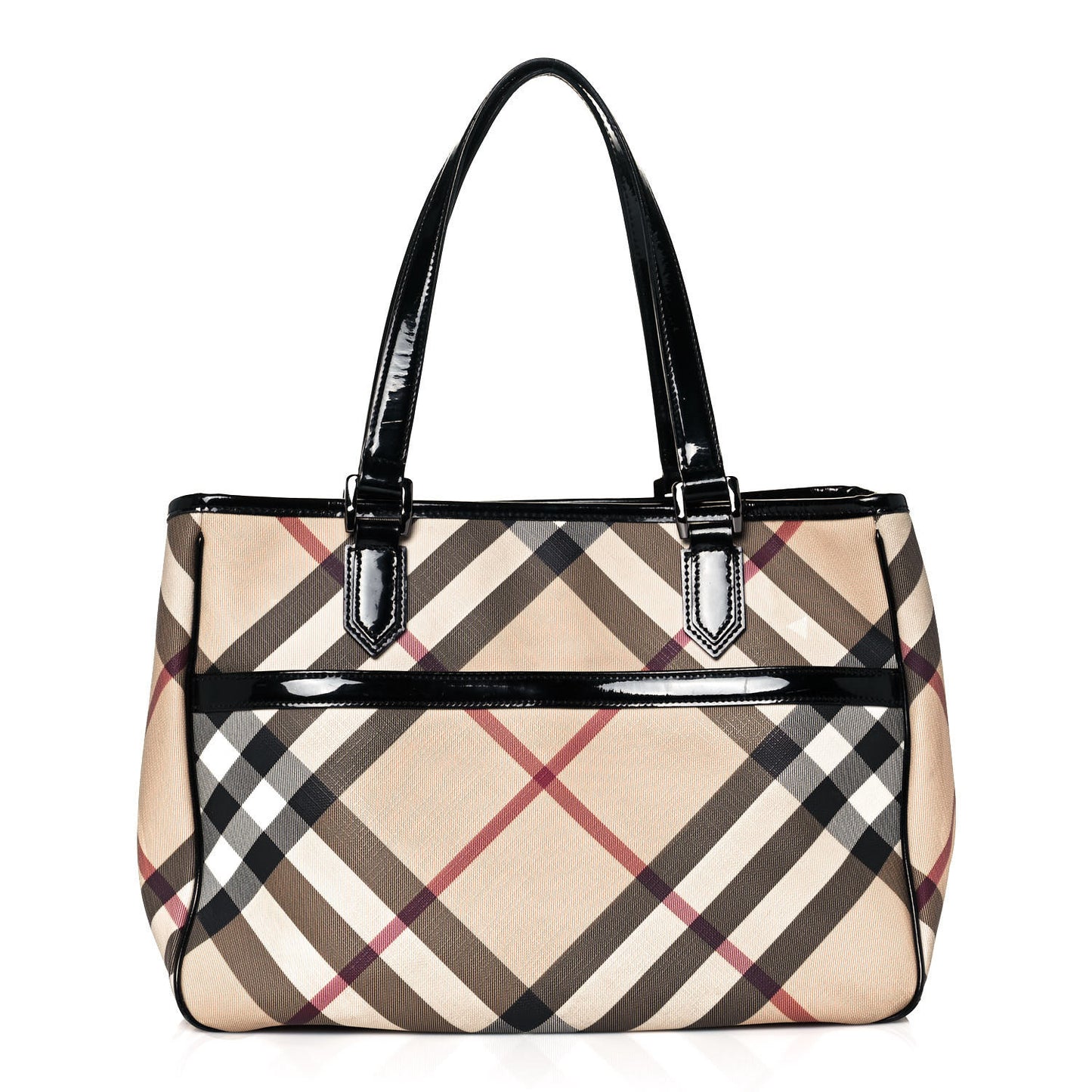 Patent Trim Nova Check Tote Black