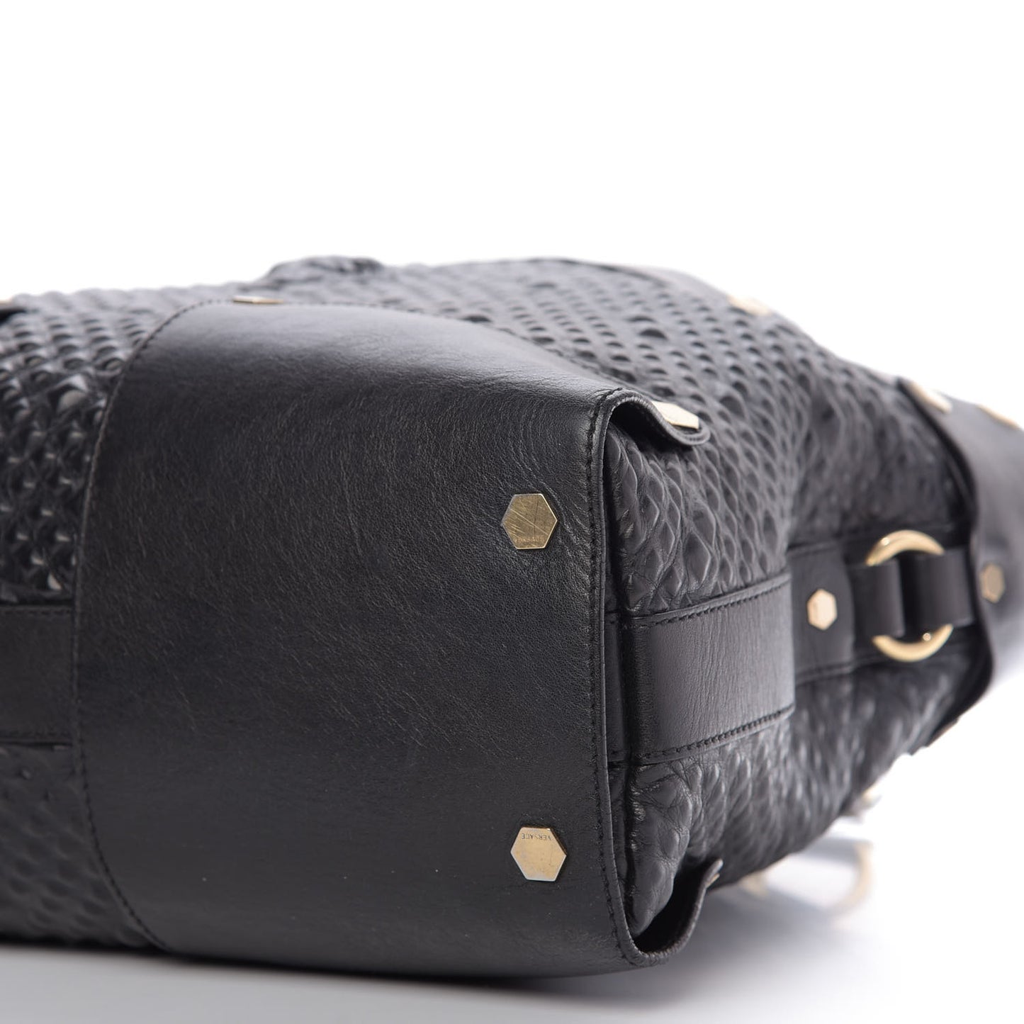Nappa Embossed Studded Tote Black