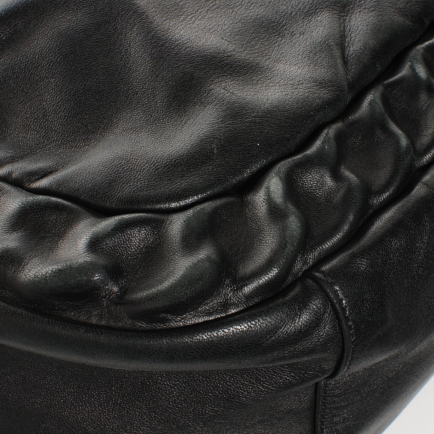 Leather Large Roady Covered Chain Hobo Black