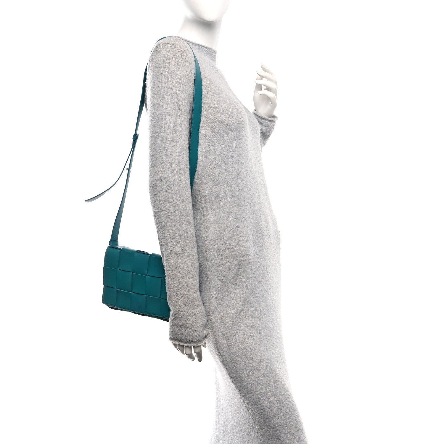 Bottega Veneta Lambskin Maxi Intrecciato Cassette Crossbody Bag Petrol Blue 2 of 11