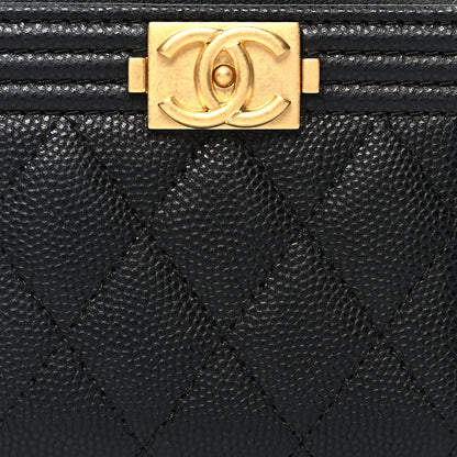 Chanel Caviar Quilted Boy Zip Around Coin Purse Wallet Black 8 of 11